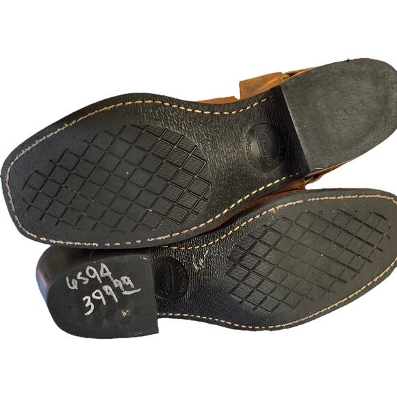 EUC Frye Tan Leather Harness 12R Mid Calf Square Toe Boots Engineer Biker 6M - Picture 16 of 16